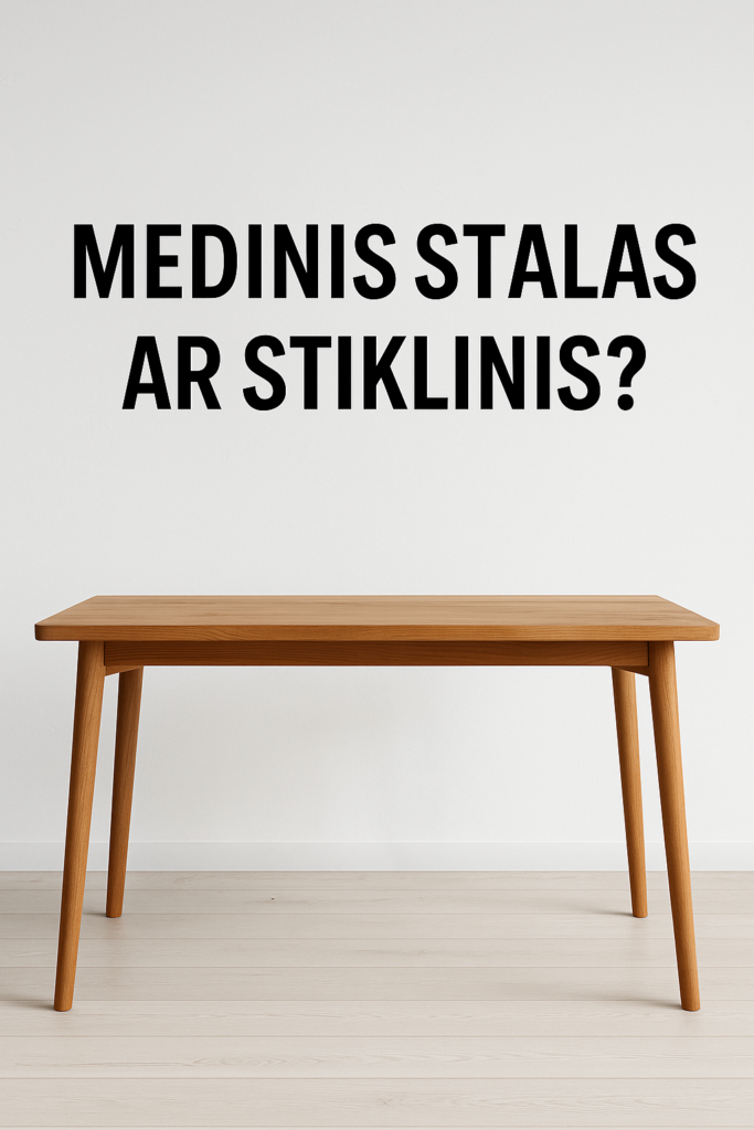 Valgomojo stalas su medinemis kojomis