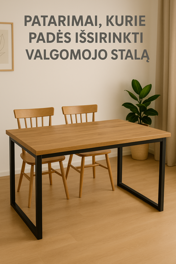 Valgomojo stalas su dviem kedemis