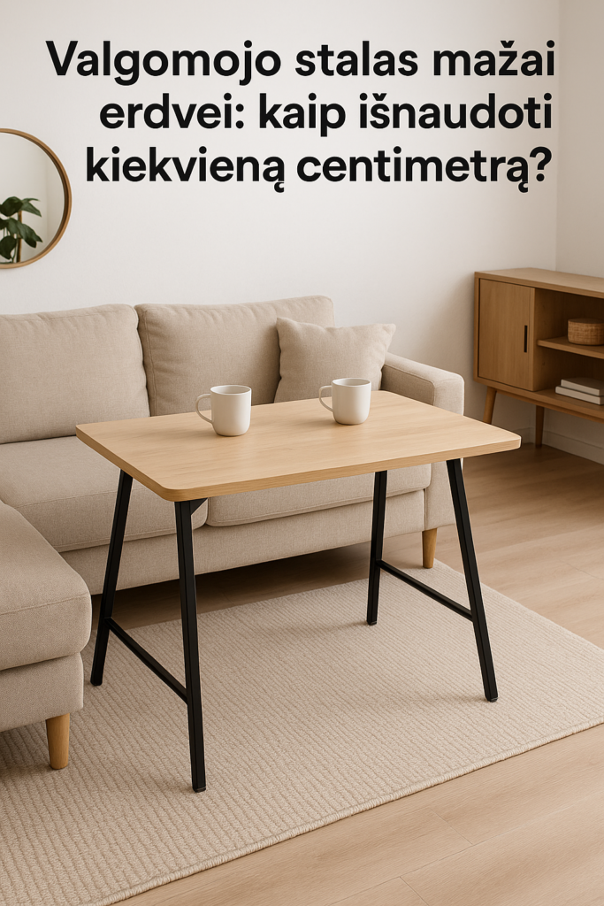 Valgomojo stalas svetaineje prie lovos