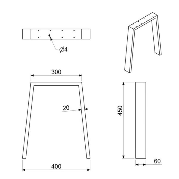 Metalinė kavos staliuko  koja URIS BASIC (H45x40cm) - Image 2
