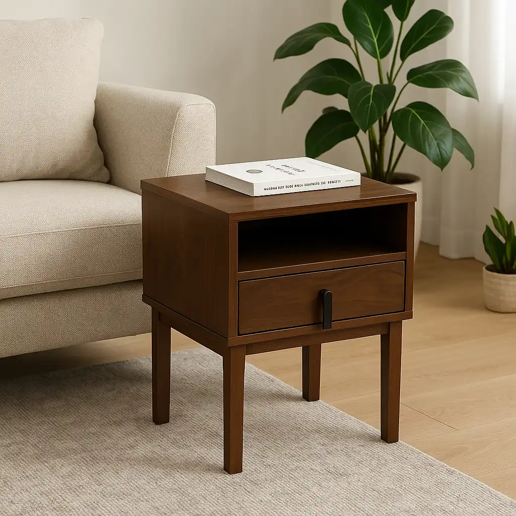 Uosio lovos spintelė svetainėje – natūralus dizainas