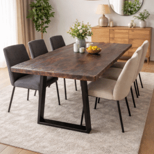 Medinis valgomojo stalas svetaineje